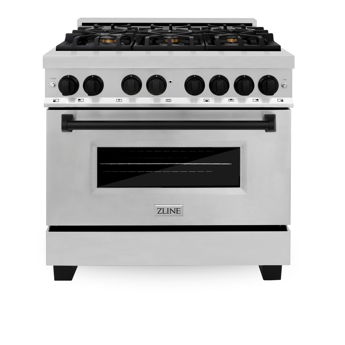 ZLINE Autograph Edition 36" 4.6 cu. ft. Dual Fuel Range with Gas Stove and Electric Oven in Stainless Steel with Accents (RAZ-36) [Color: Matte Black]