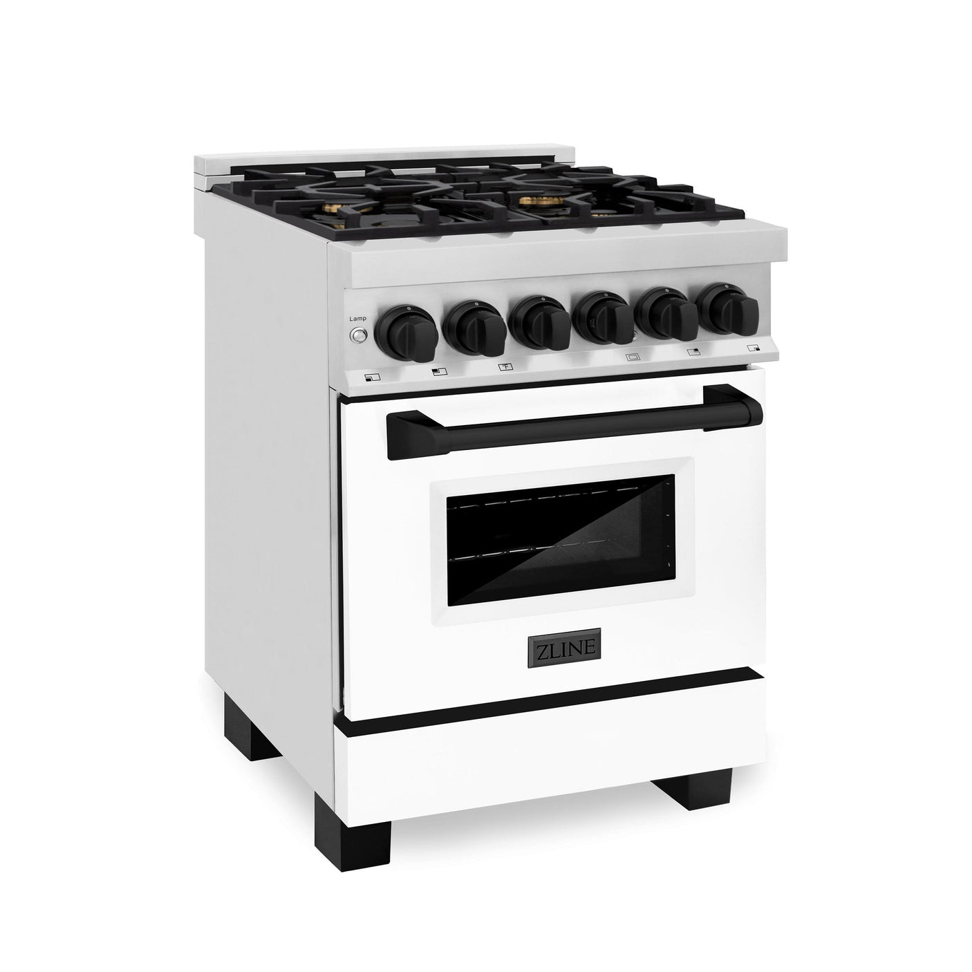 ZLINE Autograph Edition 24" 2.8 cu. ft. Dual Fuel Range with Gas Stove and Electric Oven in Stainless Steel with White Matte Door and Accents (RAZ-WM-24) [Color: Matte Black]