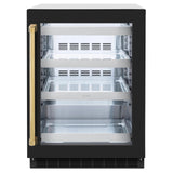 ZLINE Autograph Edition 24 in. Touchstone Dual Zone 44 Bottle Wine Cooler With Black Matte Glass Door And Polished Gold Handle (RWDOZ-BLM-24-G)