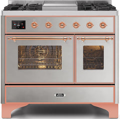 Majestic II 40 Inch Dual Fuel Natural Gas Freestanding Range in Stainless Steel with Copper Trim