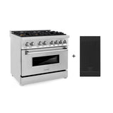 ZLINE 36 in. 4.6 cu. ft. Electric Oven and Gas Cooktop Dual Fuel Range with Griddle and Brass Burners in Stainless Steel (RA-BR-GR-36)