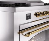 Nostalgie II 60 Inch Dual Fuel Liquid Propane Freestanding Range in Stainless Steel with Brass Trim