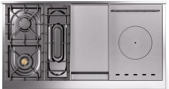 Nostalgie II 48 Inch Dual Fuel Natural Gas Freestanding Range in Matte Graphite with Bronze Trim