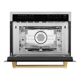 ZLINE Autograph Edition 24" 1.6 cu ft. Built-in Convection Microwave Oven in Stainless Steel and Polished Gold Accents (MWOZ-24-G)