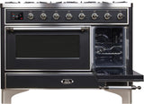 Majestic II 48 Inch Dual Fuel Natural Gas Freestanding Range in Matte Graphite with Chrome Trim