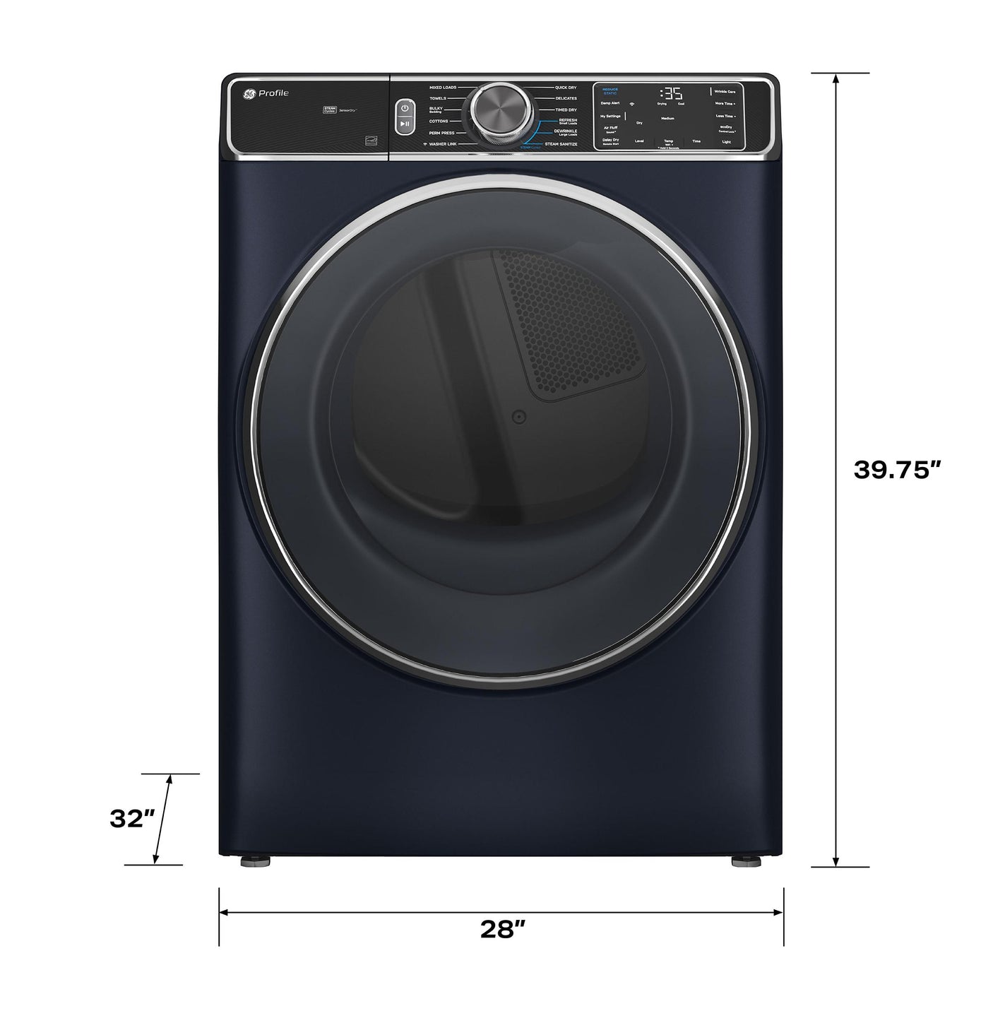 GE Profile™ 7.8 cu. ft. Capacity Smart Front Load Electric Dryer with Steam and Sanitize Cycle