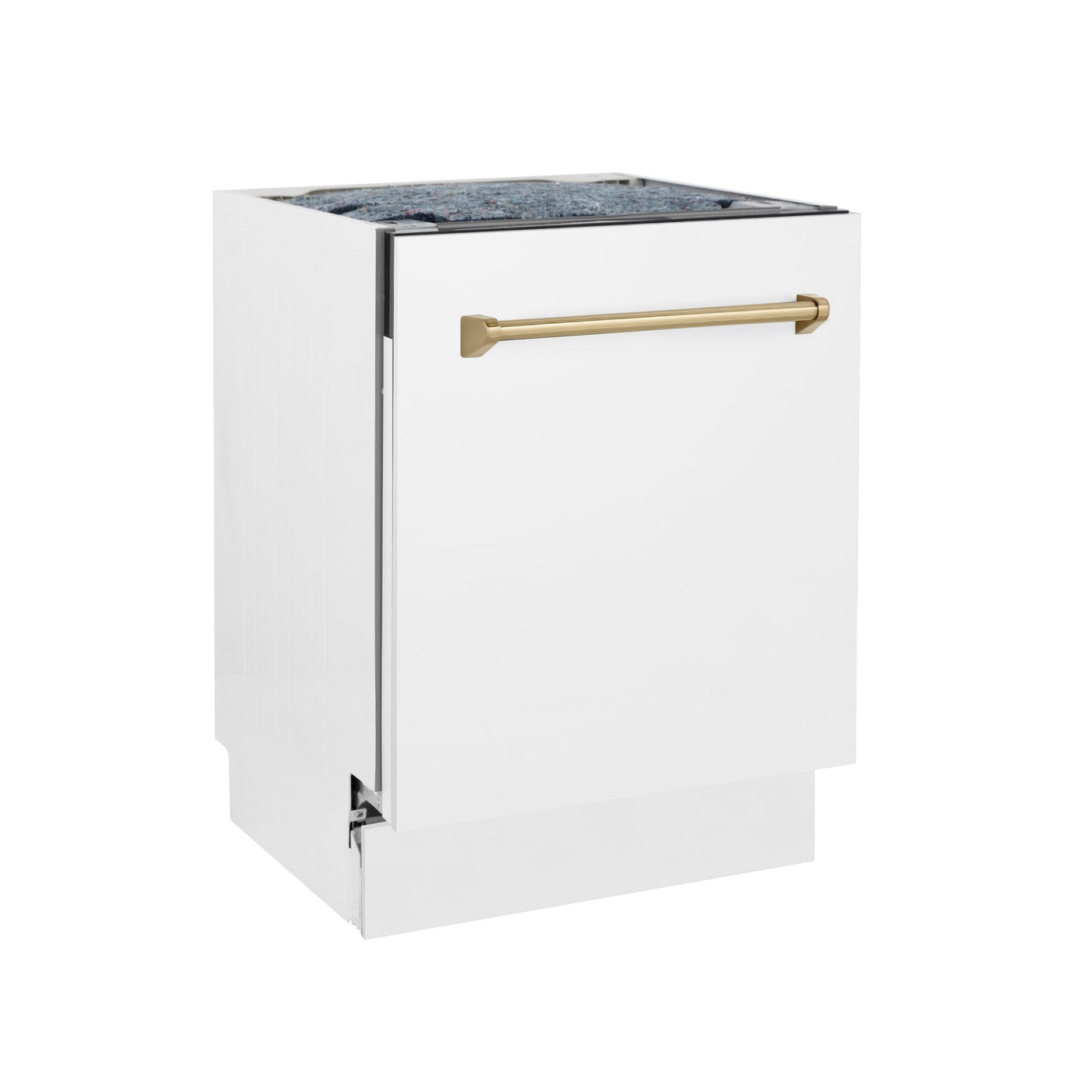 ZLINE Autograph Edition 24" 3rd Rack Top Control Tall Tub Dishwasher in White Matte with Accent Handle, 51dBa (DWVZ-WM-24) [Color: Gold]