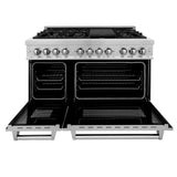 ZLINE 48 in. DuraSnow Stainless Steel 6.0 cu.ft. 7 Gas Burner/Electric Oven Range with Color Door Options (RAS-SN-48) [Color: DuraSnow Stainless Steel]