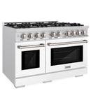 ZLINE 48 in. 6.7 cu. ft. Select Double Oven Dual Fuel Range with 8 Burner Gas Cooktop in Stainless Steel with White Matte Doors (HDR-WM-48)