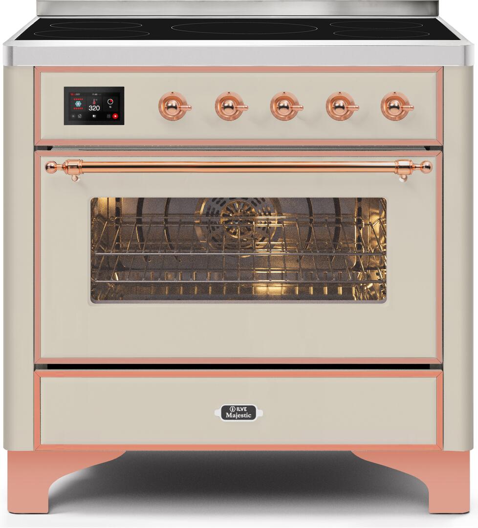 Majestic II 36 Inch Electric Freestanding Range in Antique White with Copper Trim