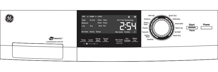 GE® ENERGY STAR® 24" 4.1 Cu.Ft. Front Load Ventless Condenser Electric Dryer with Stainless Steel Basket