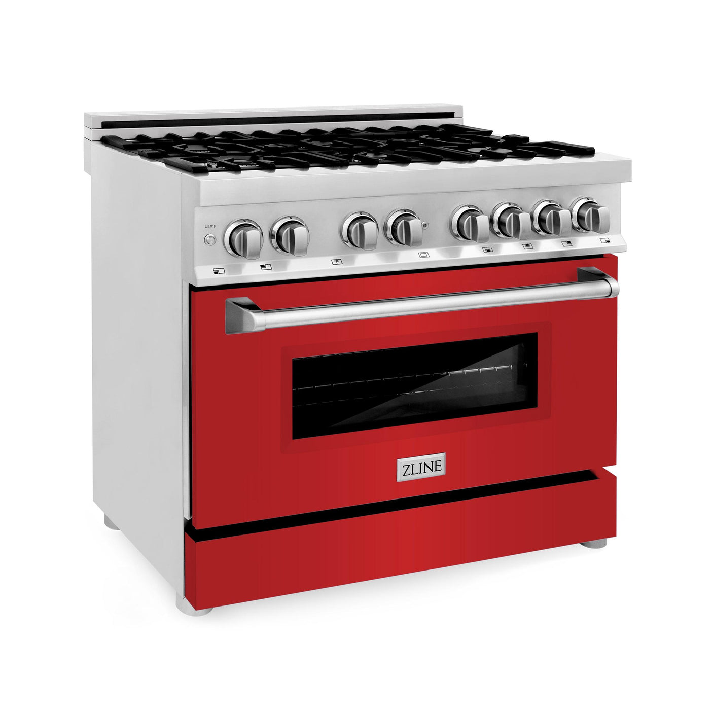 ZLINE 36 in. Dual Fuel Range with Gas Stove and Electric Oven in Stainless Steel (RA36) [Color: Red Matte]