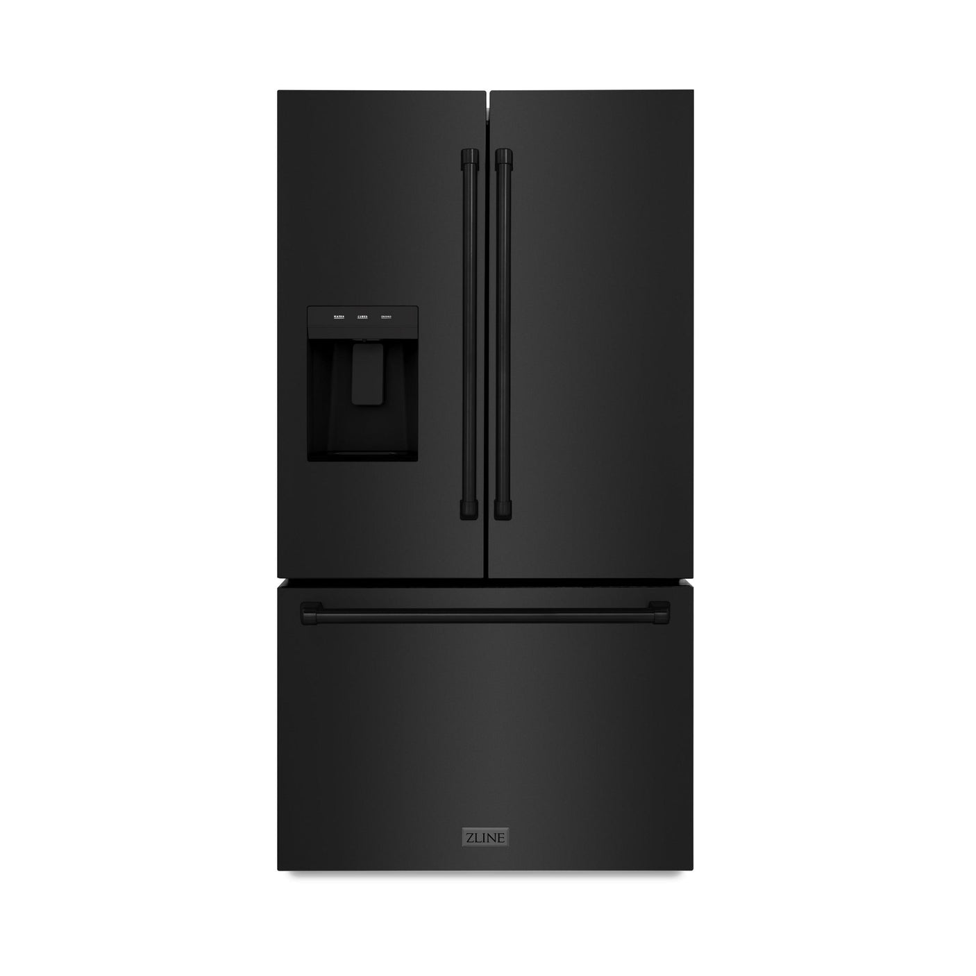 ZLINE 36 in. 28.9 cu. ft. Standard-Depth French Door External Water Dispenser Refrigerator with Dual Ice Maker in Black Stainless Steel (RSM-W-36-BS)