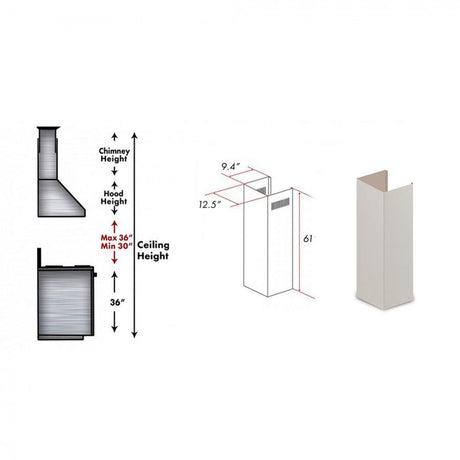 ZLINE 61 in. Wooden Chimney Extension for Ceilings up to 12 ft. (KPTT-E)