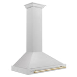 ZLINE 36 in. Autograph Edition Convertible Fingerprint Resistant DuraSnow Stainless Steel Range Hood with Champagne Bronze Handle (KB4SNZ-36-CB) [Color: Gold Accents]