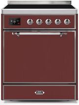 Majestic II 30 Inch Electric Freestanding Range in Burgundy with Chrome Trim