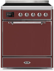 Majestic II 30 Inch Electric Freestanding Range in Burgundy with Chrome Trim