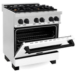 ZLINE Autograph Edition 30 in. 4.0 cu. ft. Dual Fuel Range with Gas Stove and Electric Oven in Stainless Steel with White Matte Door and Accents (RAZ-WM-30) [Color: Matte Black]