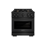 ZLINE 30 in. 4.2 cu. ft. Select Dual Fuel Range with Gas Cooktop and Electric Convection Oven in Black Stainless Steel with 4 Brass Burners (HDRB-BR-30)