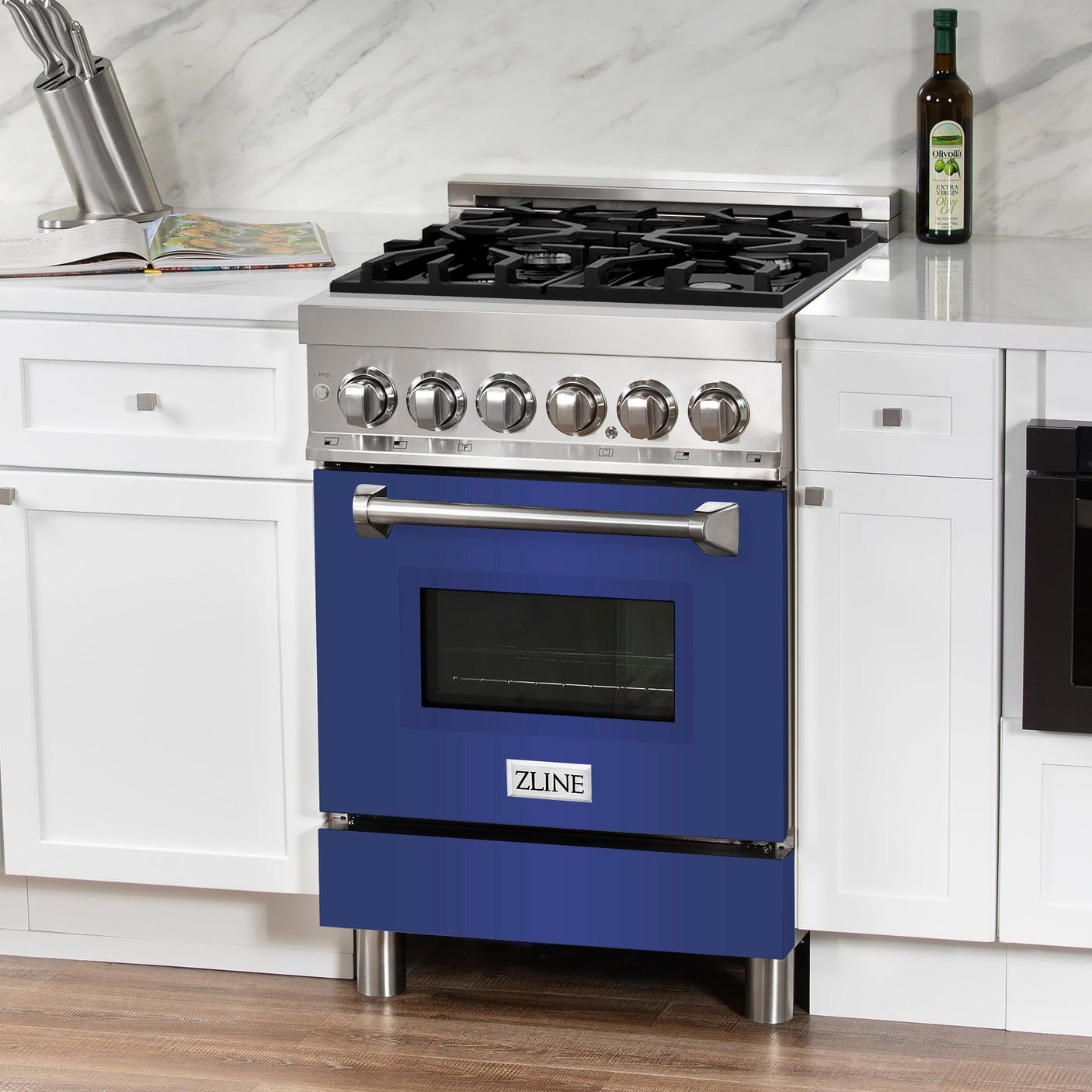 ZLINE 24 in. Professional Dual Fuel Range with Color Door Options (RA24) [Color: Blue Matte]