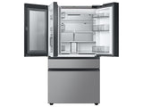 Bespoke Counter Depth 4-Door French Door Refrigerator (23 cu. ft.) - in Charcoal Glass Top and Family Hub™ Panels with Stainless Steel Middle and Bottom Panels