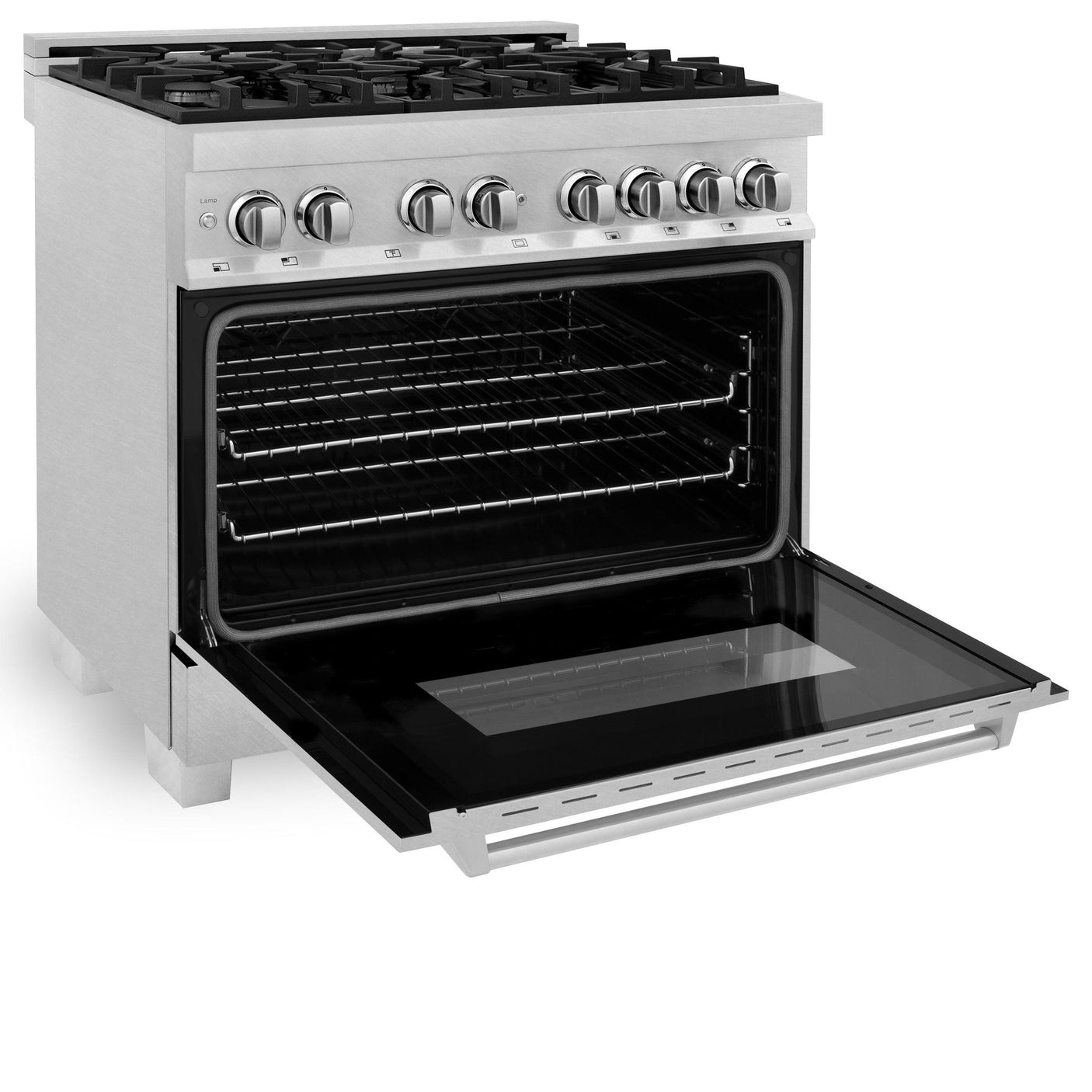 ZLINE 36 in. Professional Dual Fuel Range in DuraSnow Stainless Steel with Color Door Finishes (RAS-SN-36) [Color: Blue Gloss]