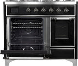 Majestic II 40 Inch Dual Fuel Natural Gas Freestanding Range in Glossy Black with Chrome Trim