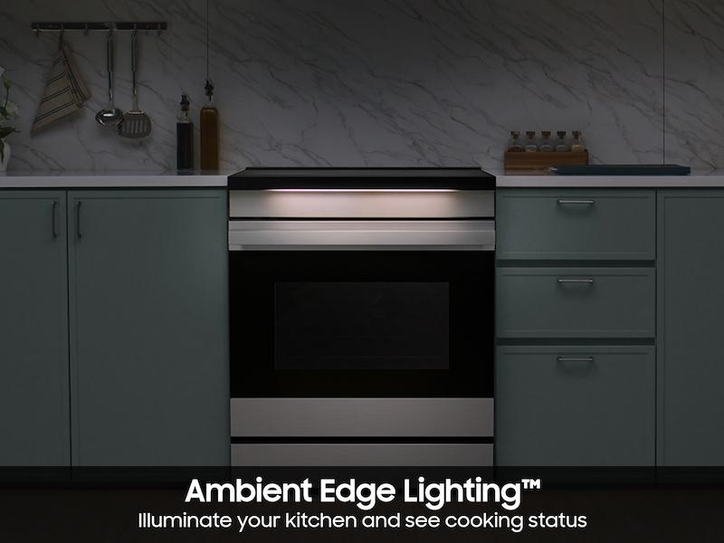 Bespoke 6.3 cu. ft. Smart Slide-In Induction Range with Ambient Edge Lighting™ & Air Sous Vide in White Glass