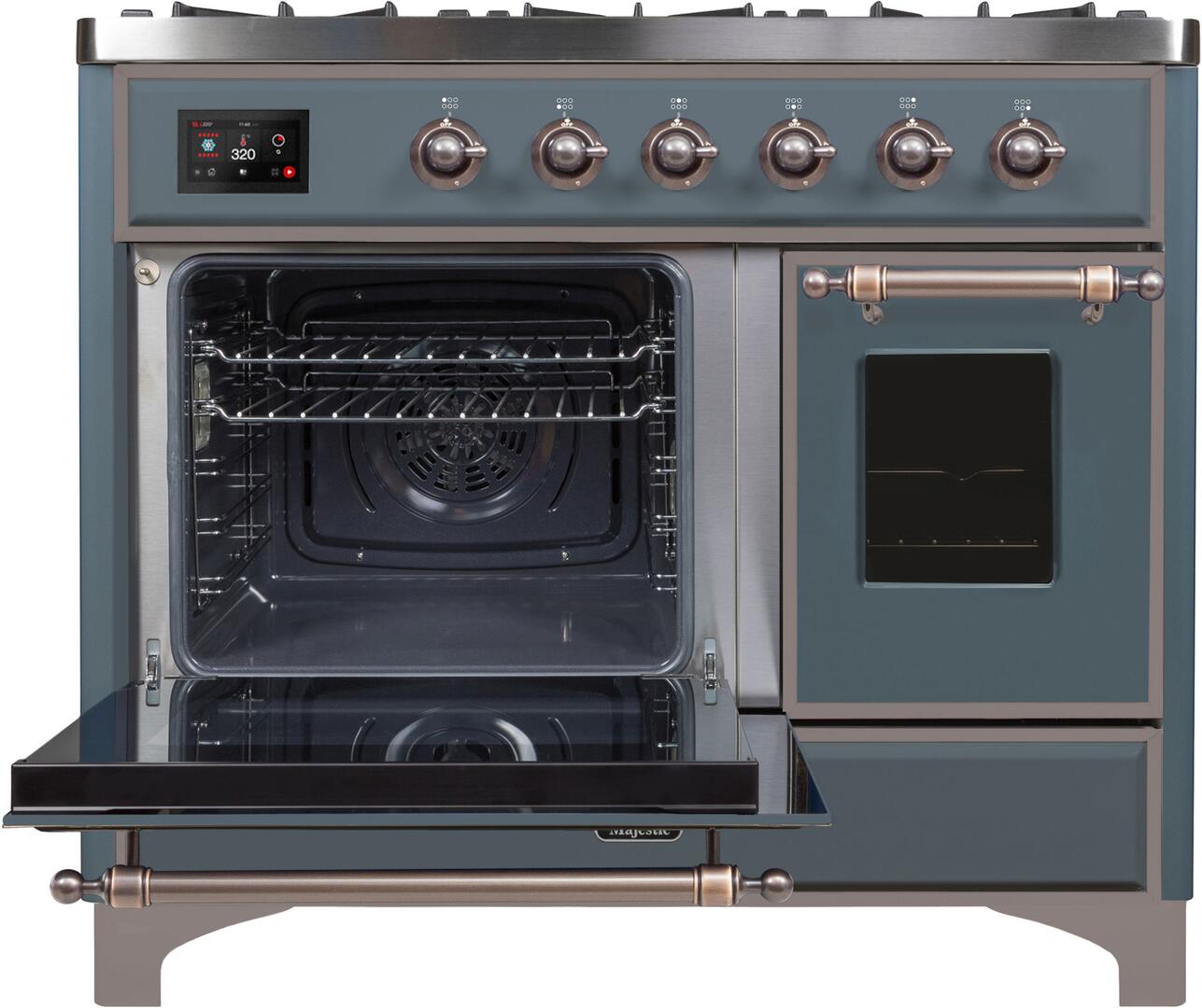 Majestic II 40 Inch Dual Fuel Liquid Propane Freestanding Range in Blue Grey with Bronze Trim