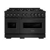 ZLINE 48 in. 6.7 cu. ft. Classic Double Oven Dual Fuel Range in Black Stainless Steel with 8 Brass Burners (CDRB-BR-48)