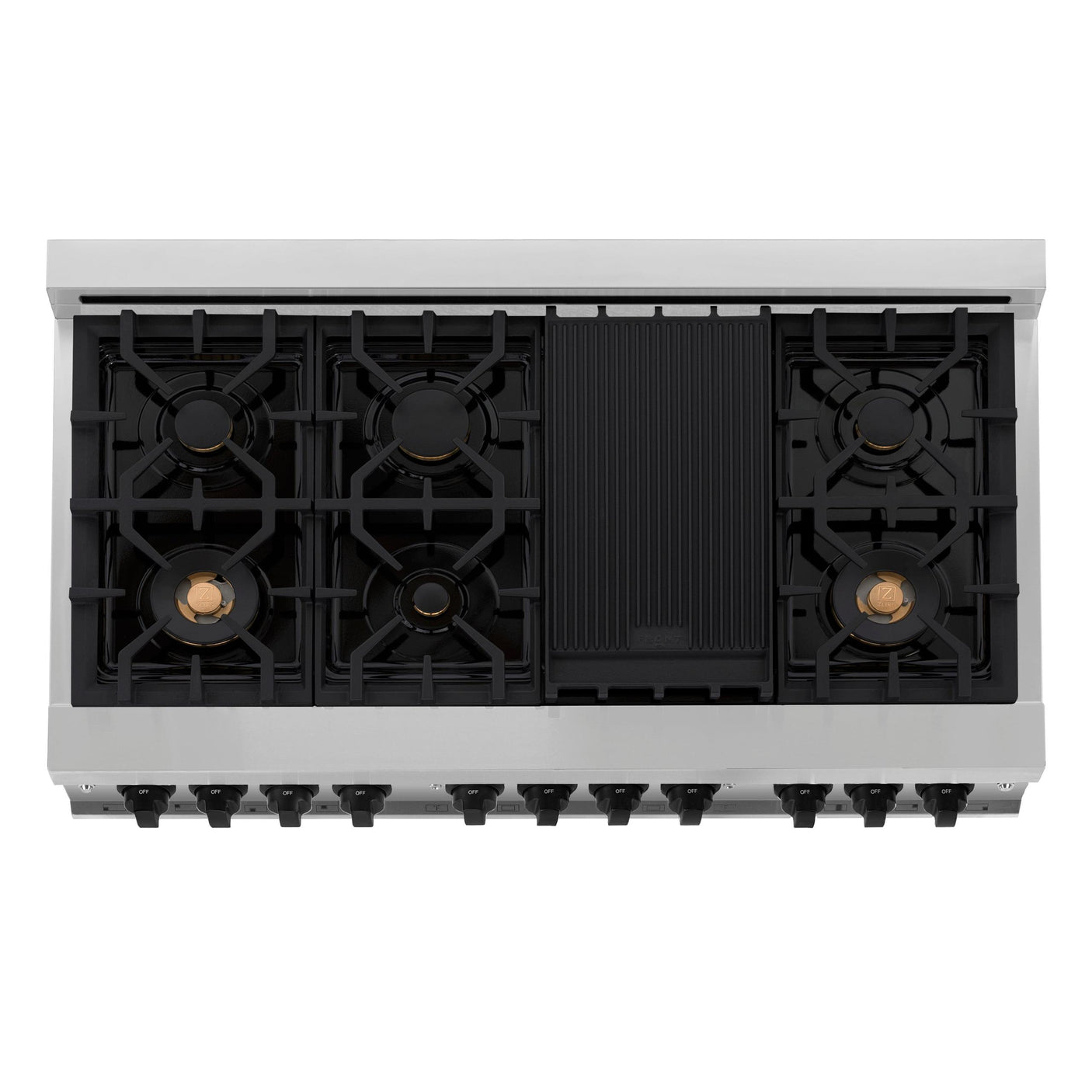 ZLINE Autograph Edition 48" 6.0 cu. ft. Dual Fuel Range with Gas Stove and Electric Oven in Stainless Steel with Accents (RAZ-48) [Color: Matte Black]