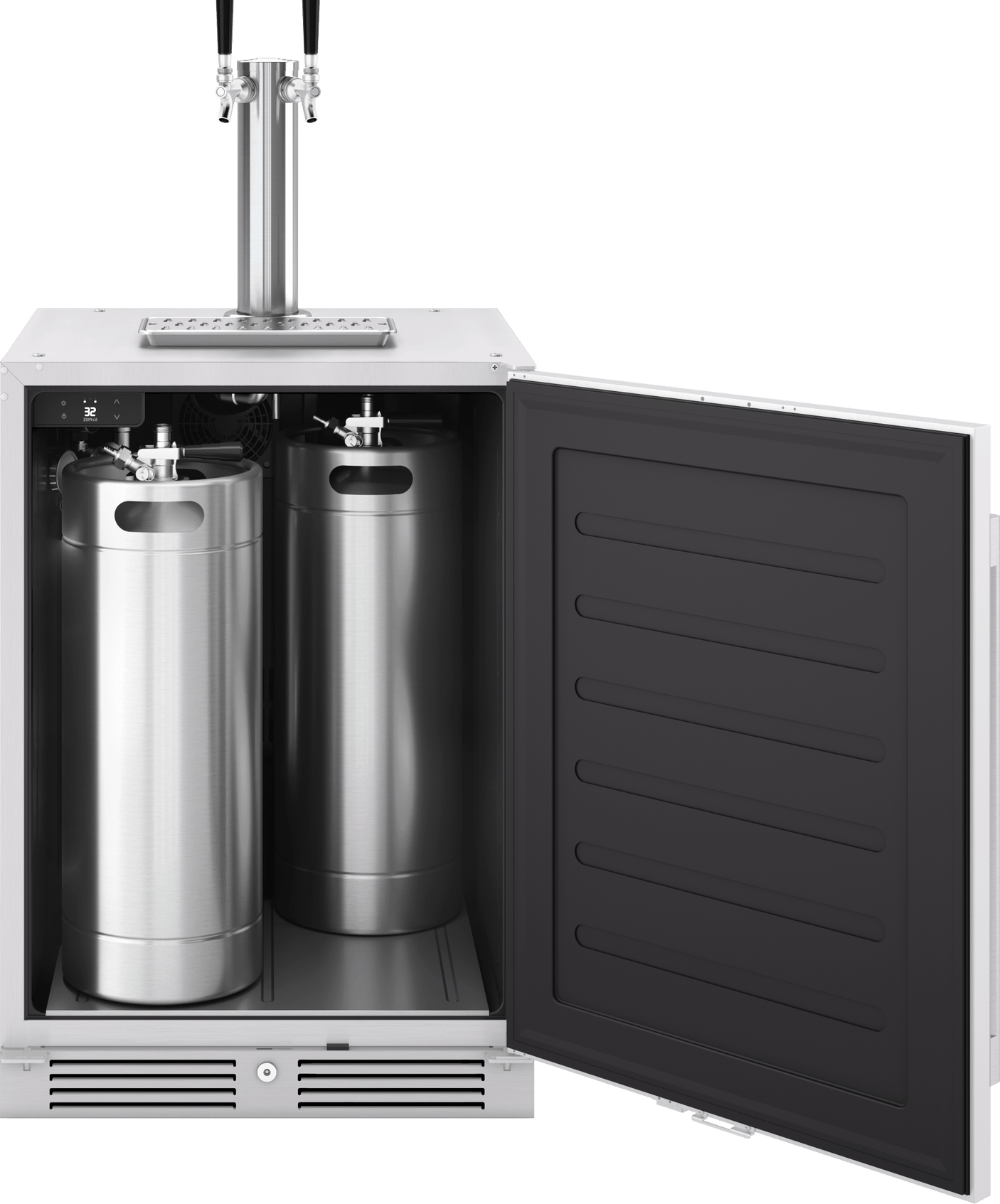 Presrv Outdoor Kegerator & Beverage Cooler, 24in Under Cabinet, SS+Glass, Reverse Door, 1 Zone