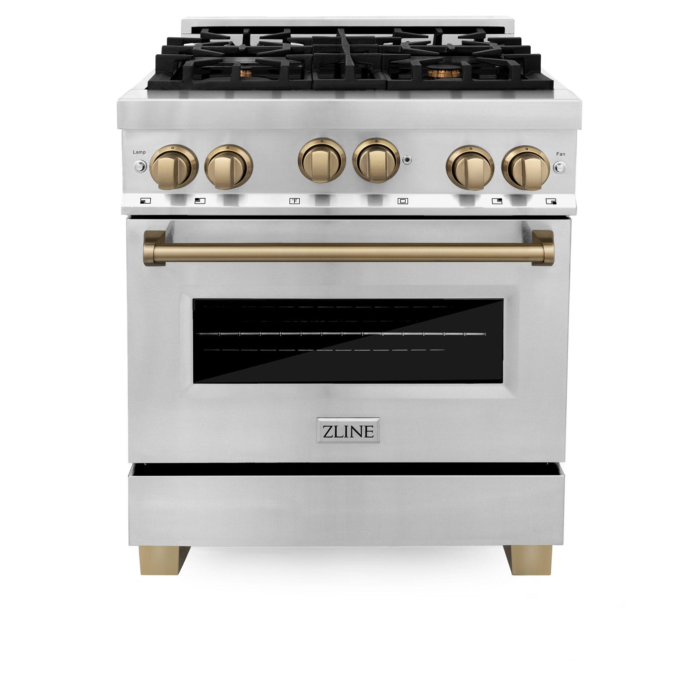 ZLINE Autograph Edition 30" 4.0 cu. ft. Range with Gas Stove and Gas Oven in Stainless Steel with Accents (RGZ-30) [Color: Champagne Bronze]