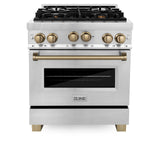 ZLINE Autograph Edition 30" 4.0 cu. ft. Range with Gas Stove and Gas Oven in Stainless Steel with Accents (RGZ-30) [Color: Champagne Bronze]