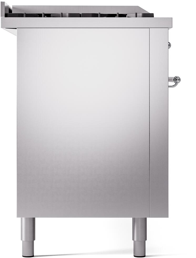 Nostalgie II 60 Inch Dual Fuel Natural Gas Freestanding Range in Stainless Steel with Chrome Trim