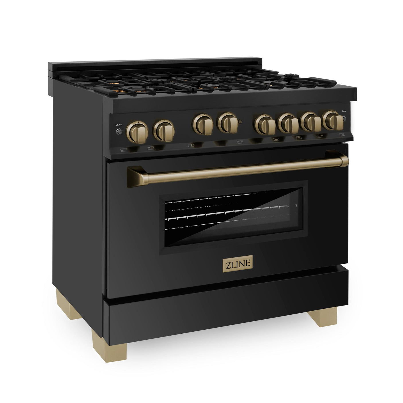 ZLINE Autograph Edition 36" 4.6 cu. ft. Range with Gas Stove and Gas Oven in Black Stainless Steel with Accents (RGBZ-36) [Size: Champagne Bronze]