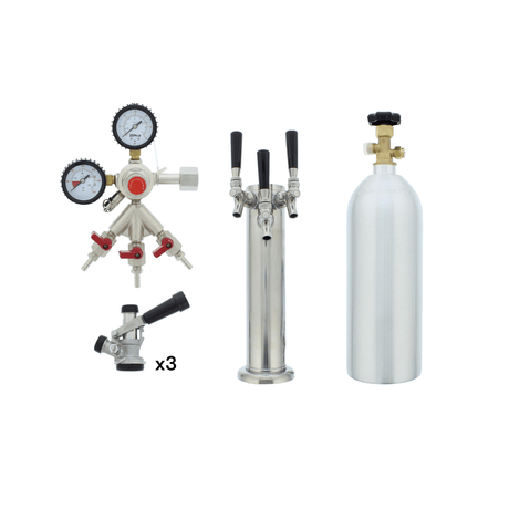 Presrv Kegerator Triple Tap Kit, SS, CO2