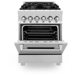 ZLINE 24 in. Professional Dual Fuel Range with Color Door Options (RA24) [Color: Stainless Steel]