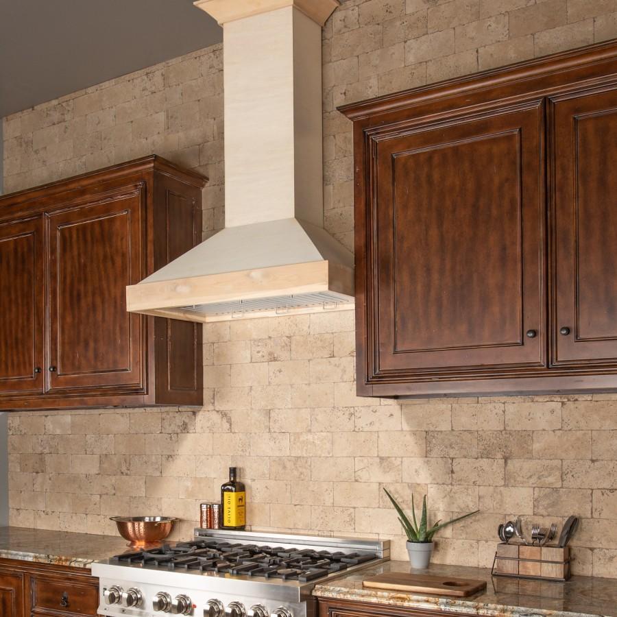 ZLINE Unfinished Wooden Wall Mount Range Hood - Includes Remote Motor (KBUF-RS) [Size: 36 Inch]