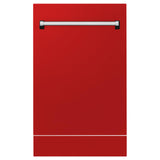 ZLINE 18" Tallac Series 3rd Rack Top Control Dishwasher with Traditional Handle, 51dBa [Color: Red Matte]