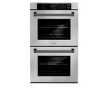 ZLINE 30 in. Autograph Edition Professional True Convection Double Wall Oven with Air Fry and Self Clean in Stainless Steel with Matte Black Handles (WADZ-30-MB)