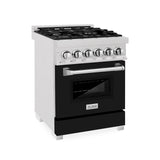 ZLINE 24 in. Professional Dual Fuel Range in DuraSnow Stainless Steel with Color Door Options (RAS-SN-24) [Color: Black Matte]