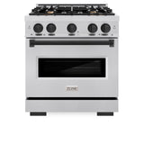 ZLINE Autograph Edition 30 in. 4.2 cu. ft. Classic Dual Fuel Range with 4 Burner Gas Cooktop and Electric Convection Oven in Stainless Steel with Matte Black Accents (CDRZ-30-MB)