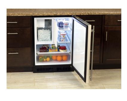 24" Refrigerator Freezer with Ice Maker  Marvel Premium Refrigeration - Solid Panel Ready Overlay Door - Integrated Left Hinge