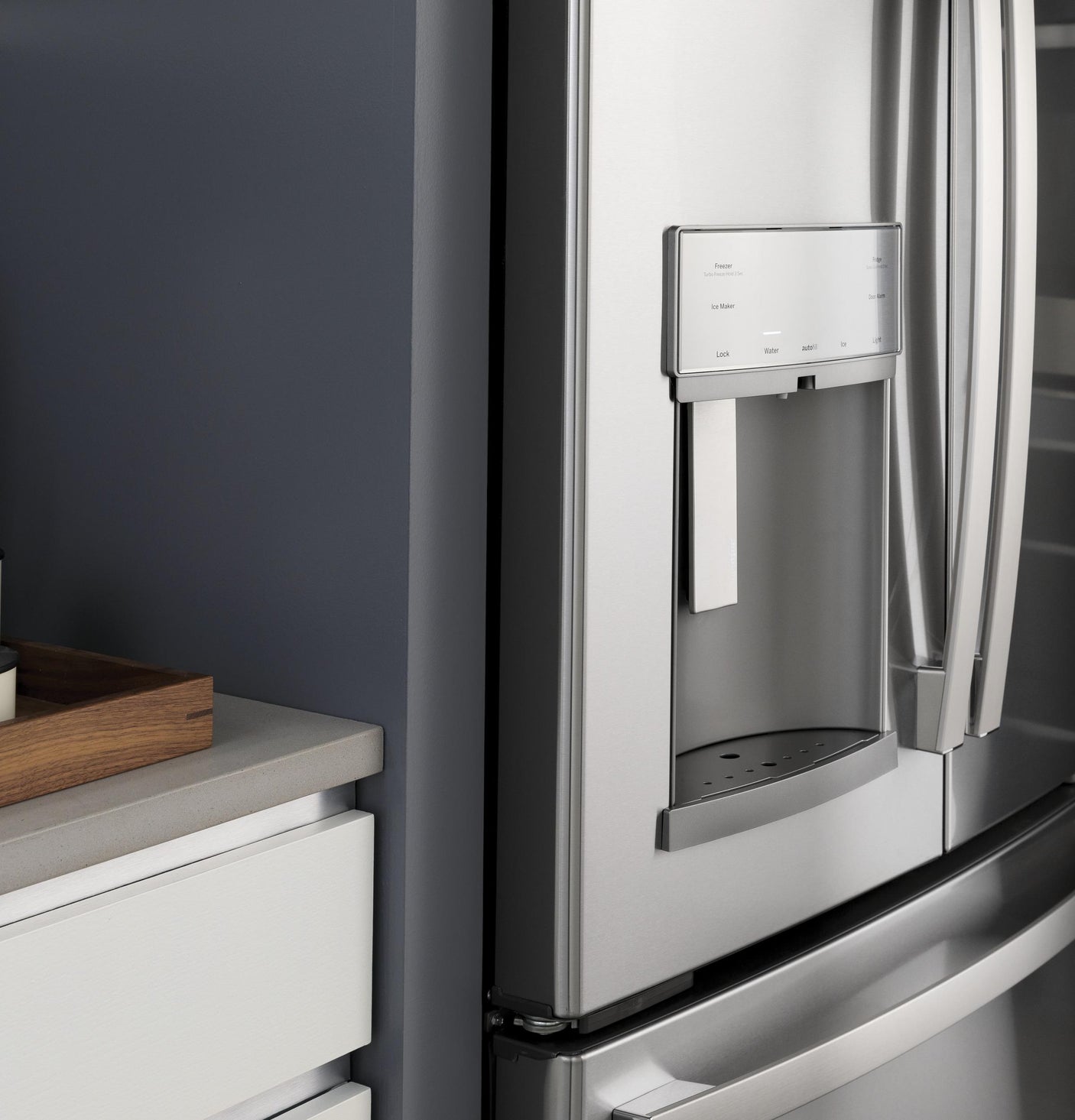 GE Profile™ ENERGY STAR® 22.1 Cu. Ft. Counter-Depth Fingerprint Resistant French-Door Refrigerator with Hands-Free AutoFill