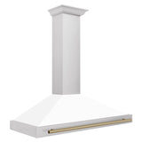 ZLINE 48 in. Autograph Edition Convertible Stainless Steel Range Hood with White Matte Shell and Champagne Bronze Accents (KB4STZ-WM48-CB) [Color: Champagne Bronze Accents]