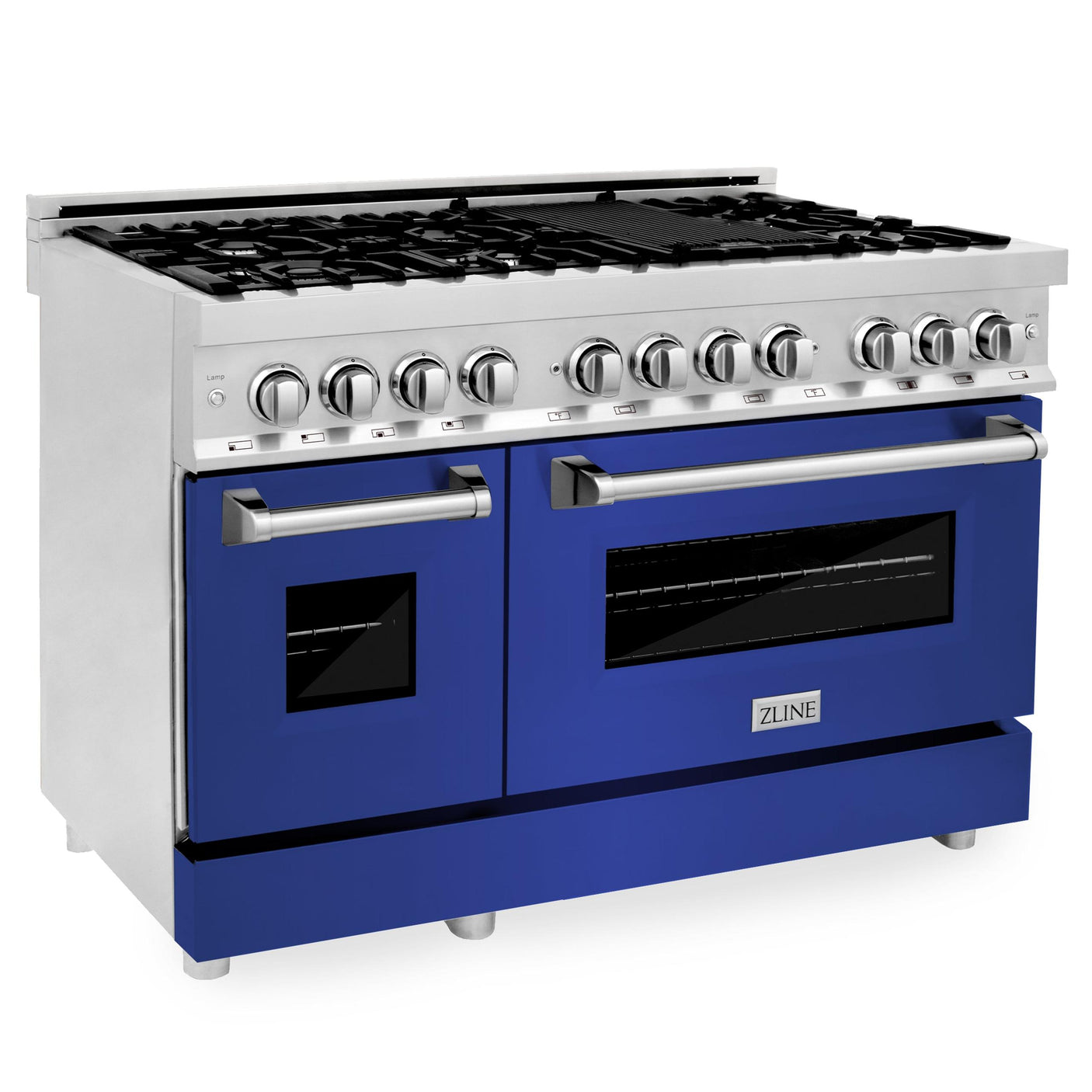 ZLINE 48 in. Dual Fuel Range with Gas Stove and Electric Oven in Stainless Steel (RA48) [Color: Blue Matte]