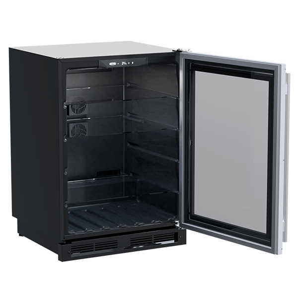 24-In Built-In High-Capacity Beverage Center with Door Style - Stainless Steel Frame Glass