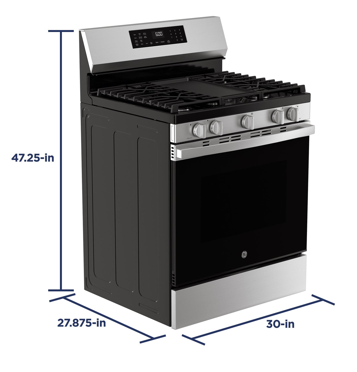 GE® 30" Free-Standing Gas Convection Range with No Preheat Air Fry and EasyWash™ Oven Tray