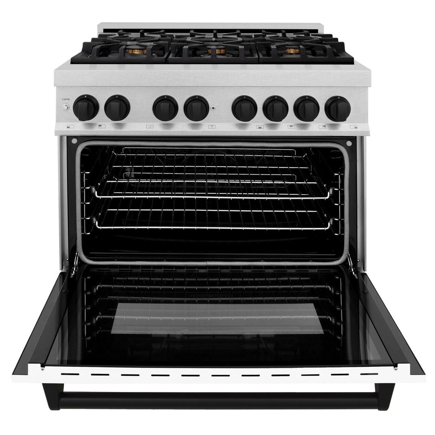 ZLINE Autograph Edition 36" 4.6 cu. ft. Dual Fuel Range with Gas Stove and Electric Oven in DuraSnow Stainless Steel with White Matte Door and Accents (RASZ-WM-36) [Color: Matte Black]